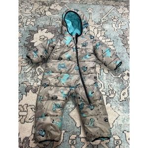 Burton Snowsuit Kids Grey DryRide Size 18-24 Months Ski suit Full Zip